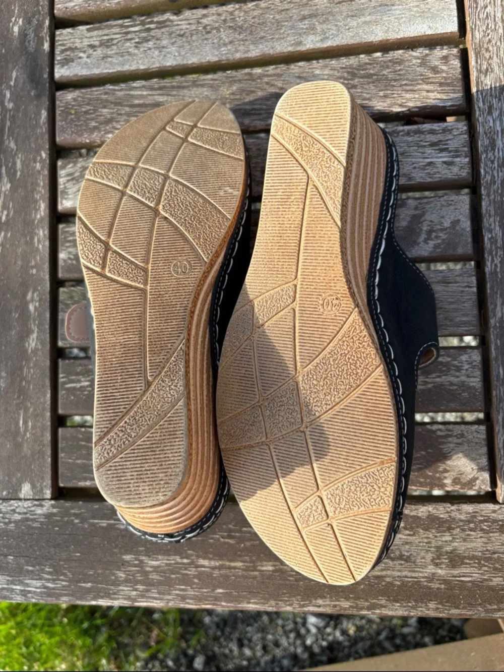 Black Buckle Wedge Sandals - Comfortable Women's Slip-On